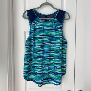 Lululemon Women's Size 12 Ventilated Running Tank Top Blue And Green